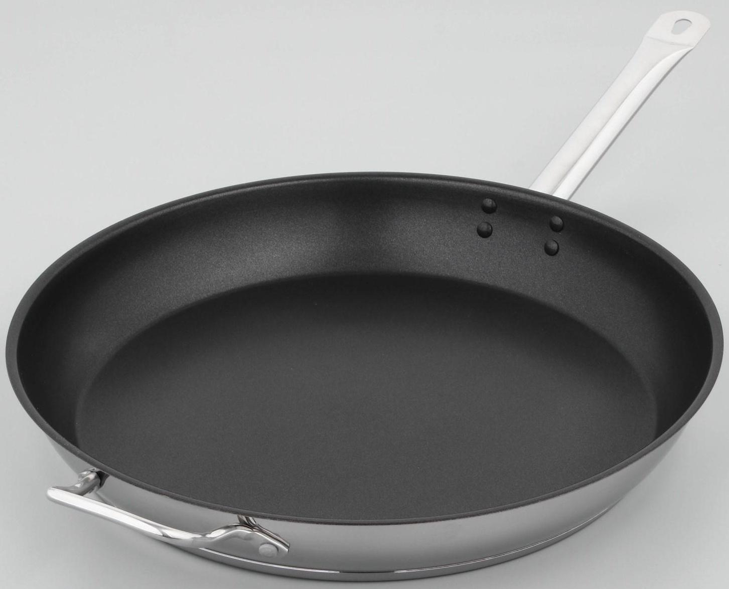 Сковорода «Общепит», d=40 см, толщина корпуса 0,8 мм, дно 3,5 мм, антипригарное покрытие, индукция, цвет металлик