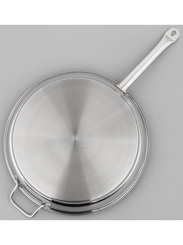 Сковорода «Общепит», d=40 см, толщина корпуса 0,8 мм, дно 3,5 мм, антипригарное покрытие, индукция, цвет металлик