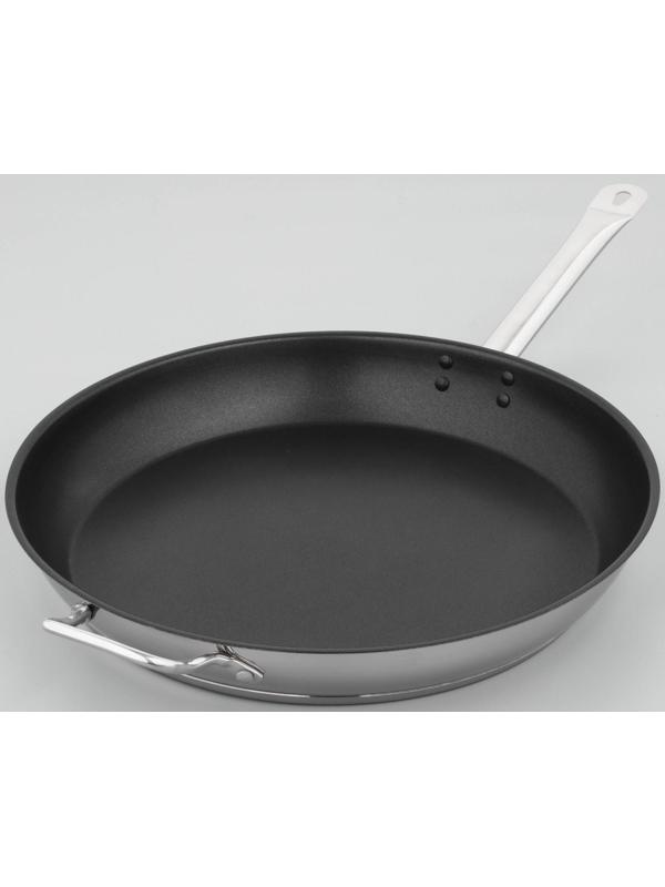 Сковорода «Общепит», d=40 см, толщина корпуса 0,8 мм, дно 3,5 мм, антипригарное покрытие, индукция, цвет металлик