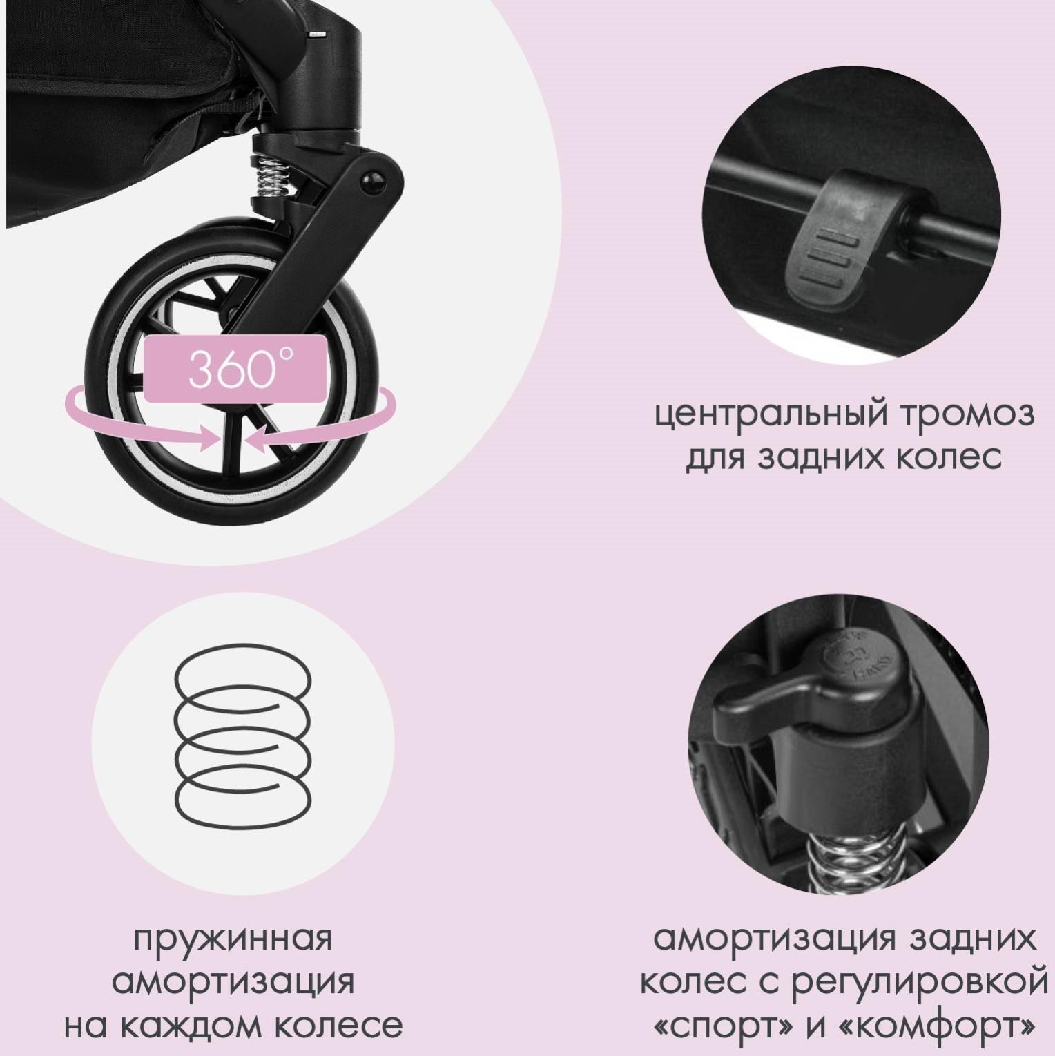 Коляска прогулочная Indigo SOUL, розовый