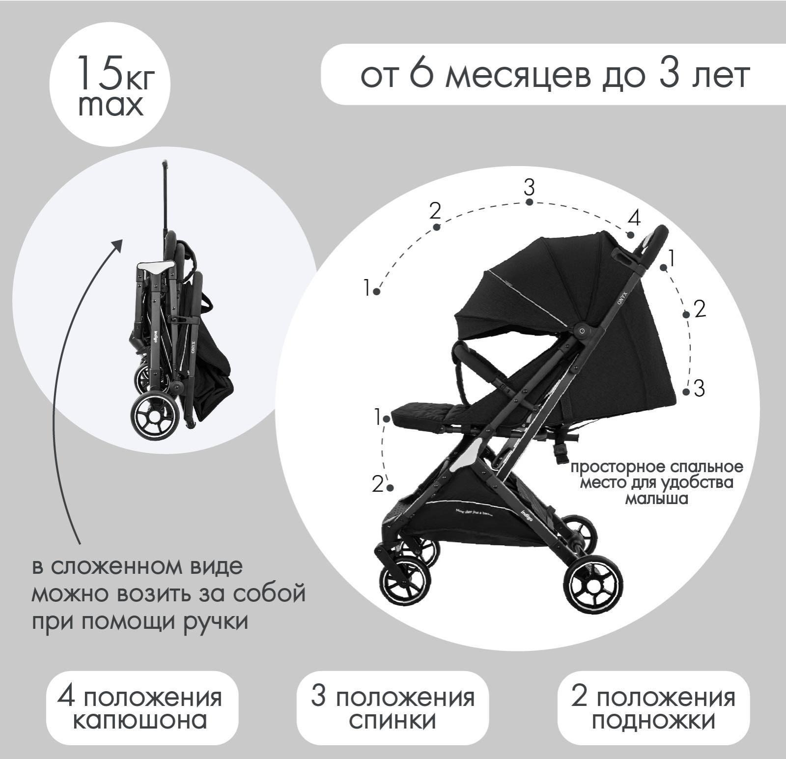 Коляска прогулочная Indigo ONYX, черный