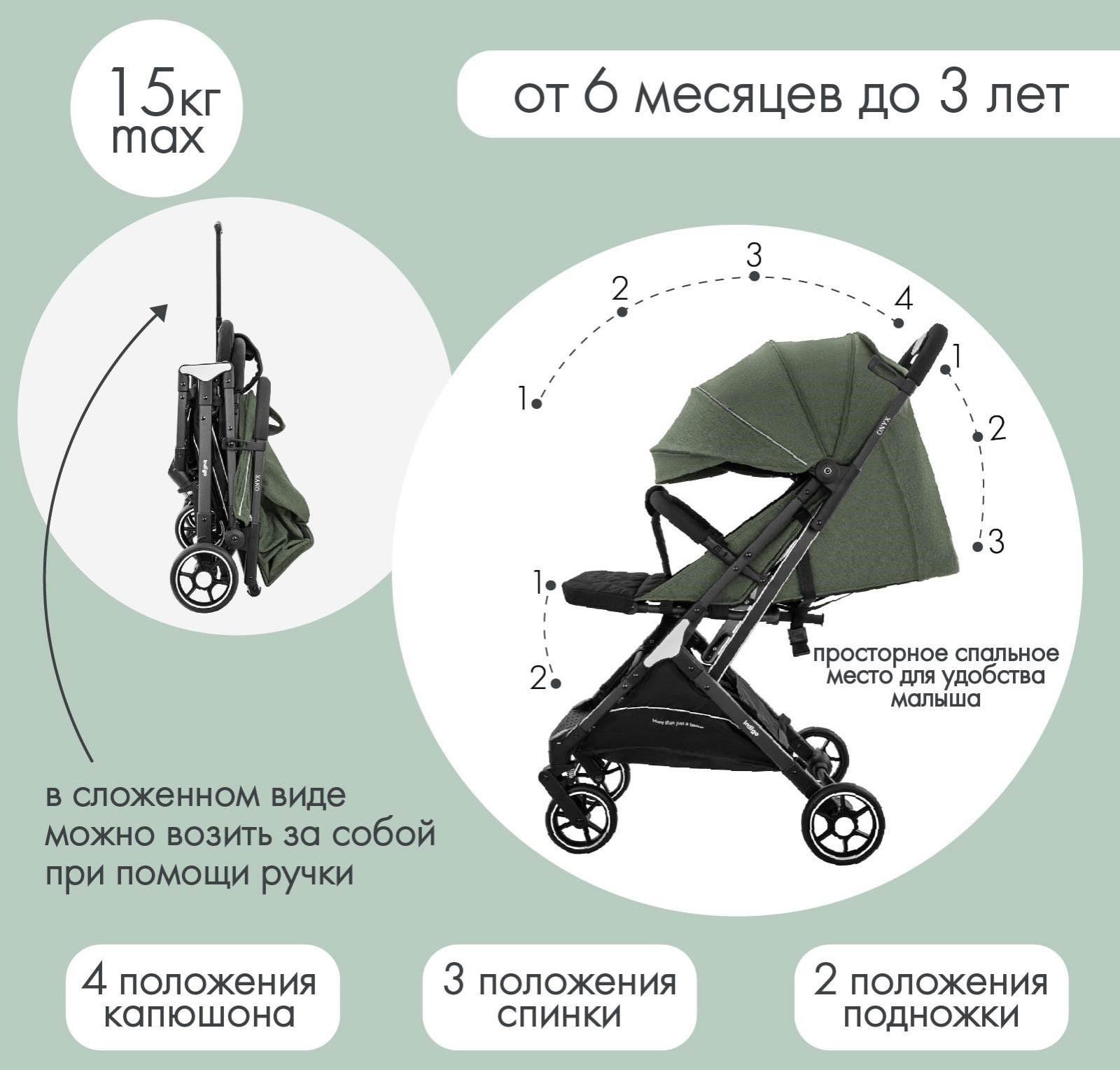 Коляска прогулочная Indigo ONYX, оливковый