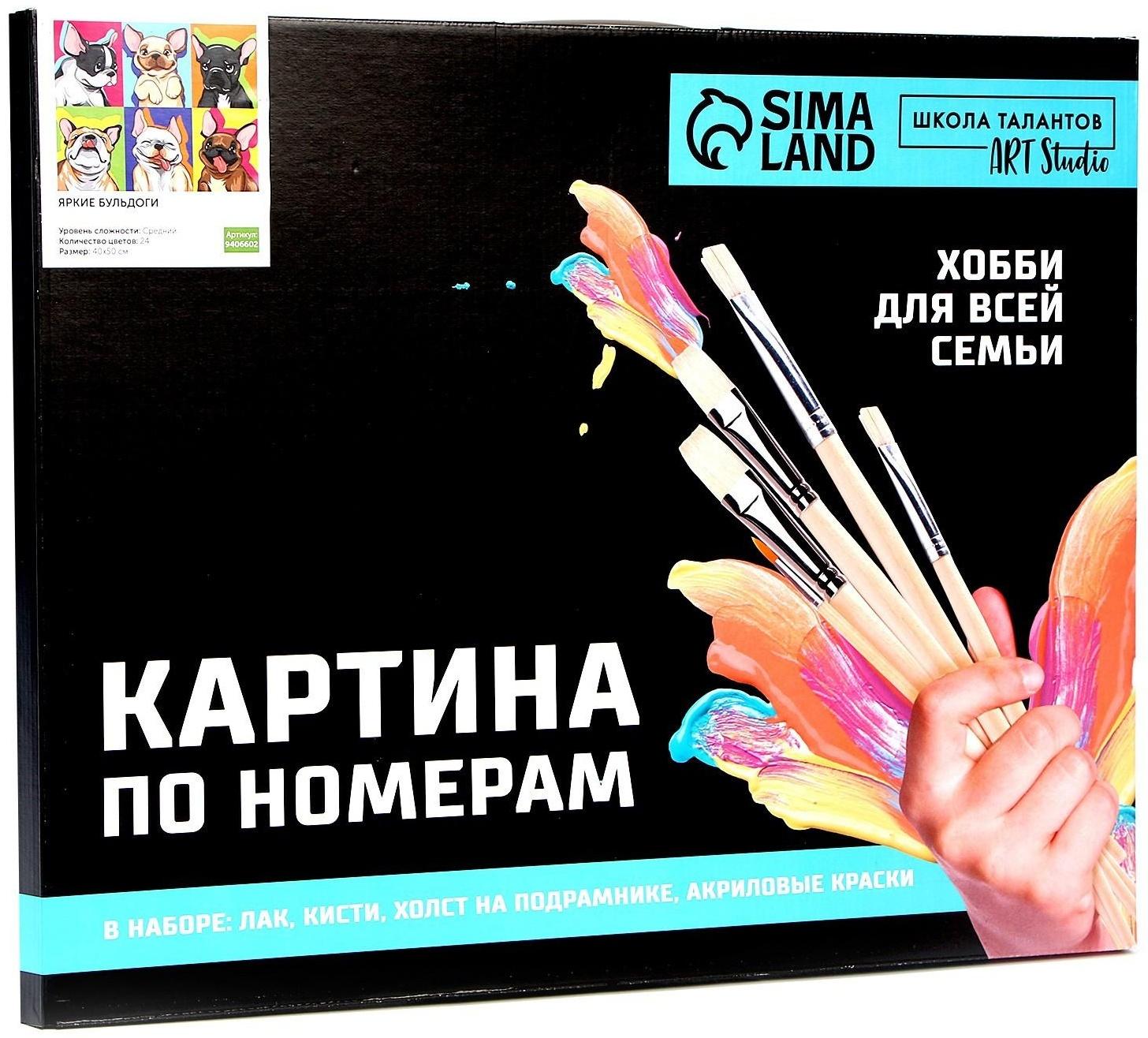 Картина по номерам на холсте «Яркие бульдоги», 40х50 см