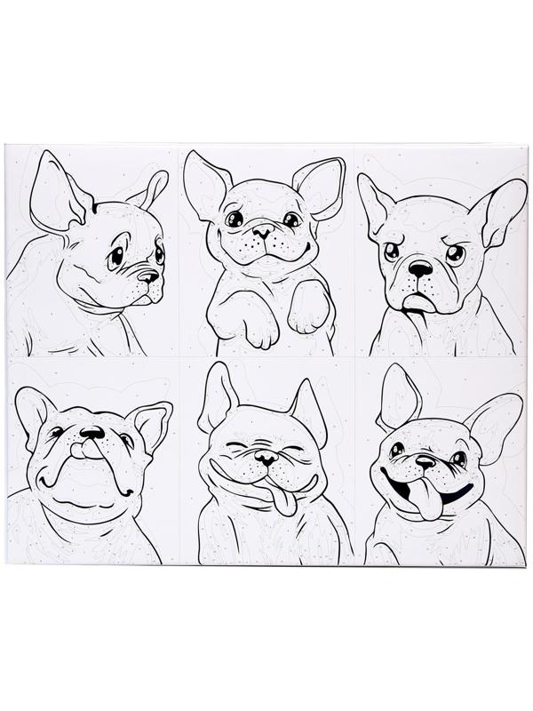 Картина по номерам на холсте «Яркие бульдоги», 40х50 см