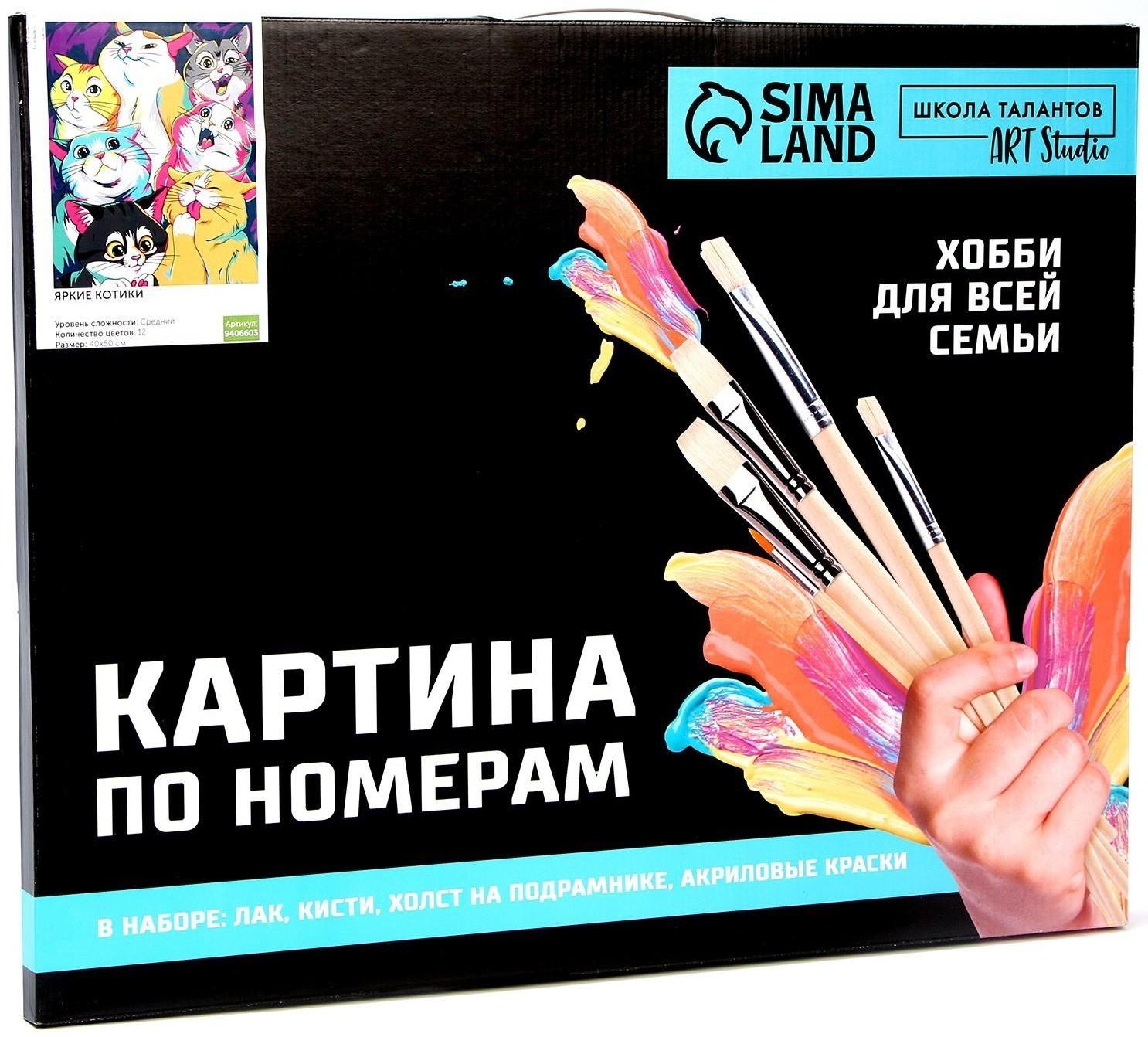 Картина по номерам на холсте «Яркие котики», 40х50 см