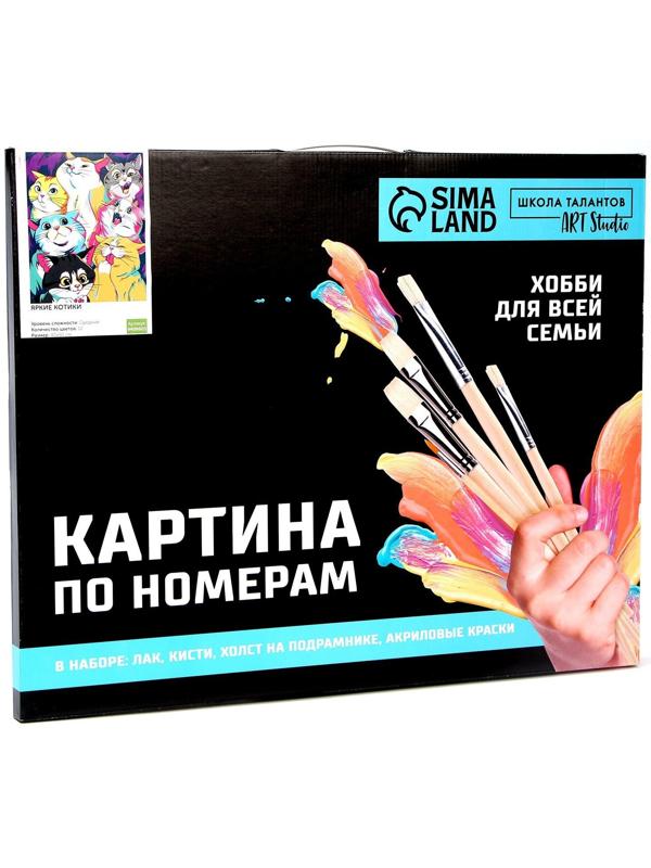 Картина по номерам на холсте «Яркие котики», 40х50 см