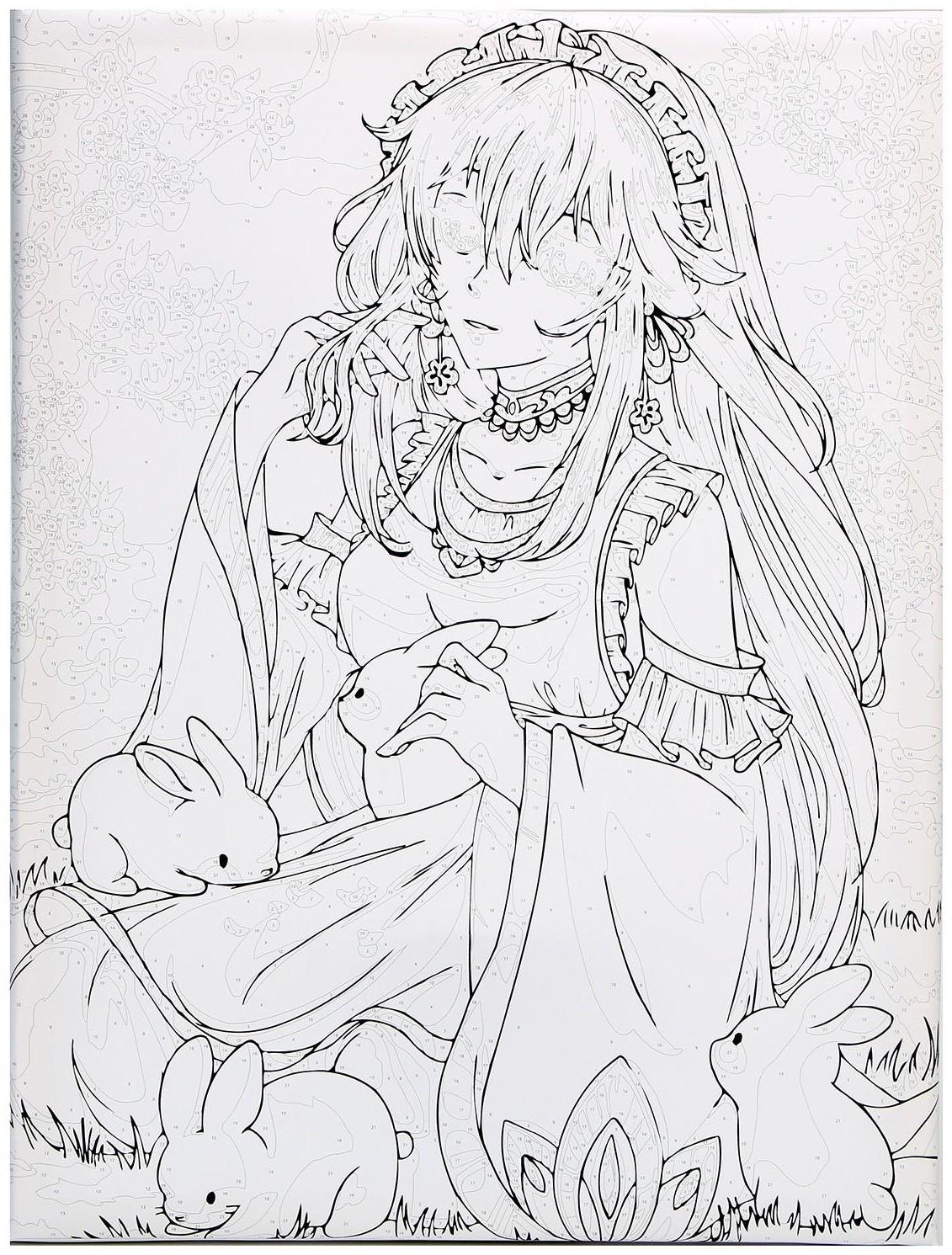 Картина по номерам на холсте с подрамником «Девушка с кроликами», 40х50 см