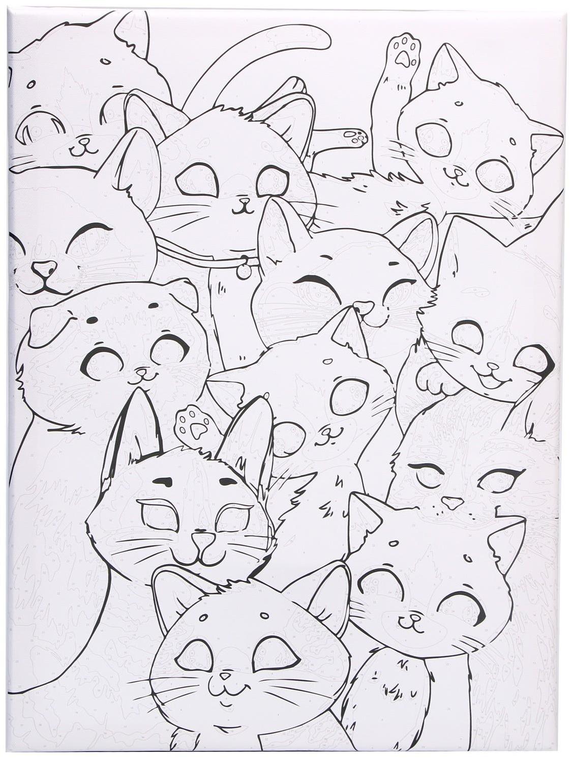 Картина по номерам на холсте с подрамником «Множество котиков», 40х50 см