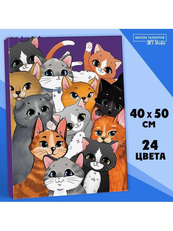 Картина по номерам на холсте с подрамником «Множество котиков», 40х50 см