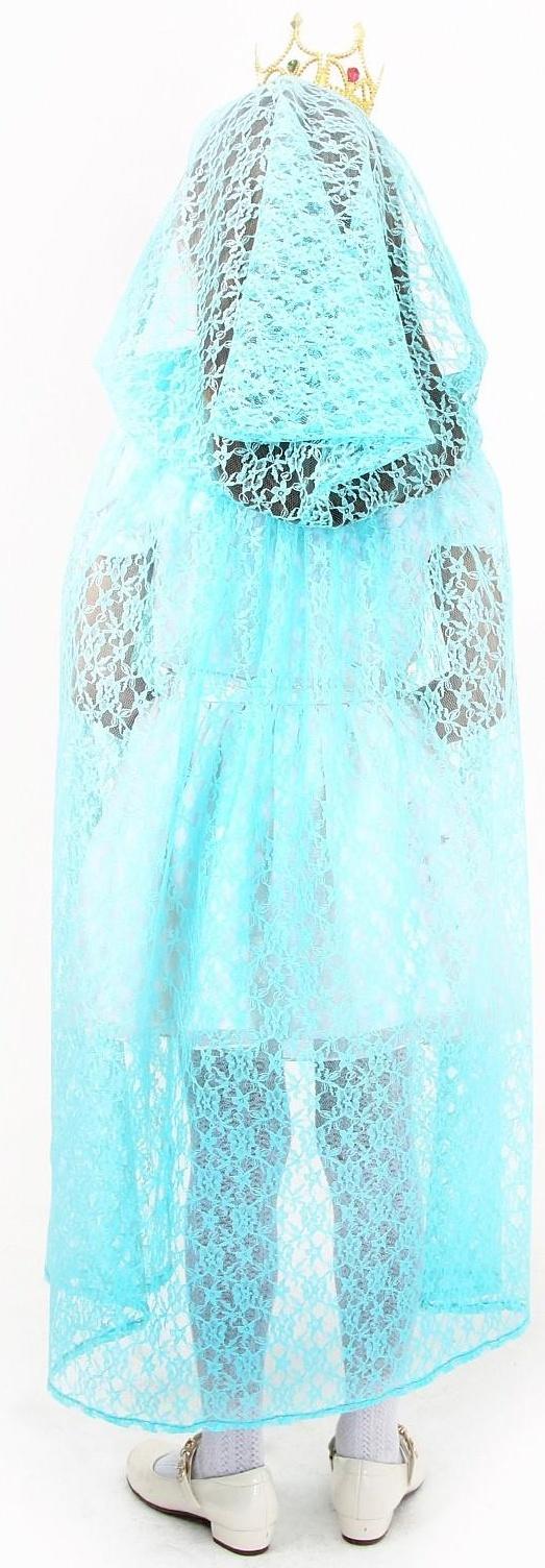 Карнавальный набор принцессы: плащ гипюровый мятный, корона, длина 85 см