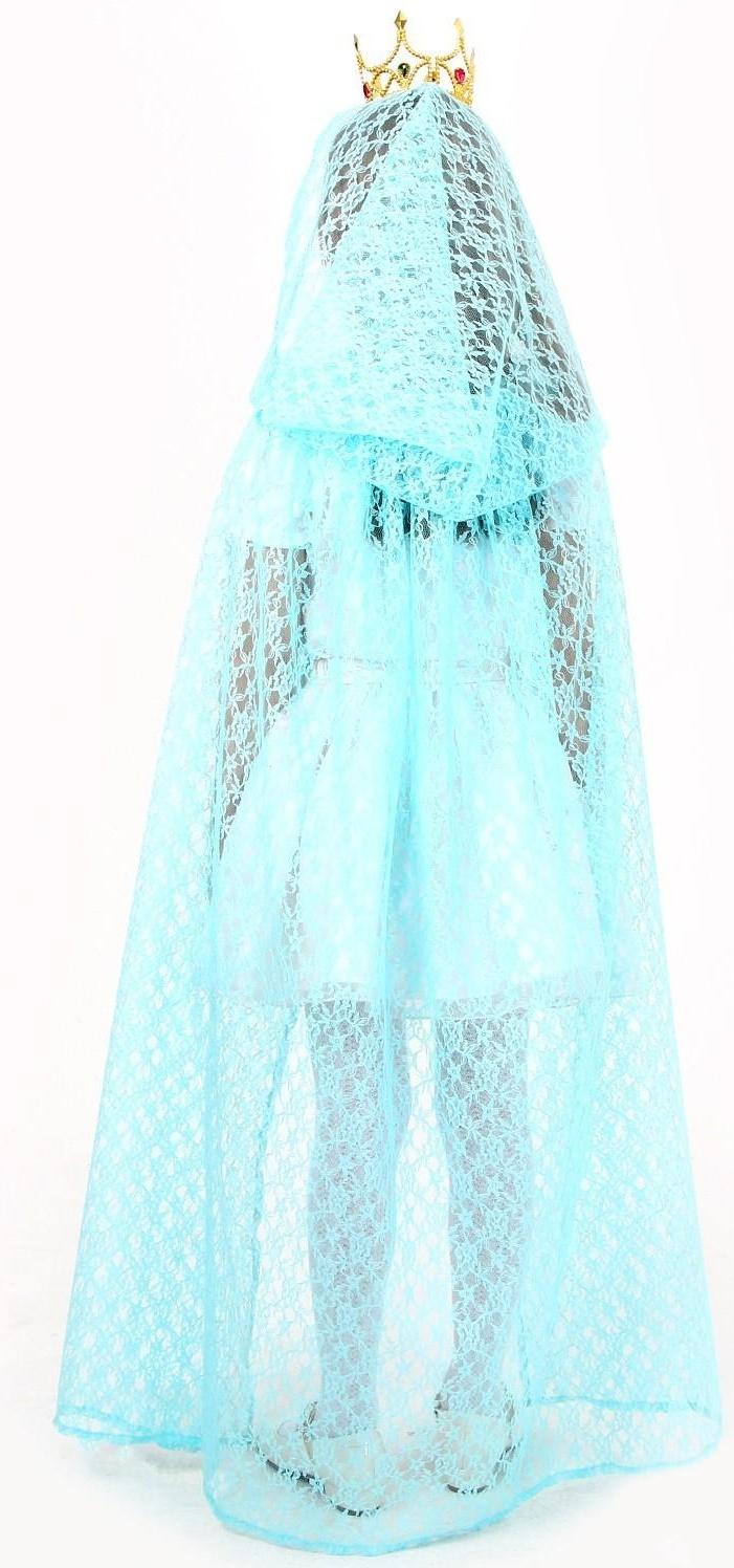 Карнавальный набор принцессы: плащ гипюровый мятный, корона, длина 100 см