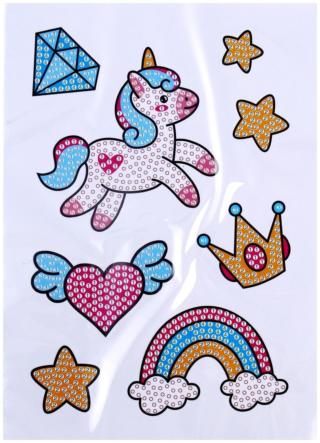 Алмазная мозаика-стикер «Сказочный Единорожка»