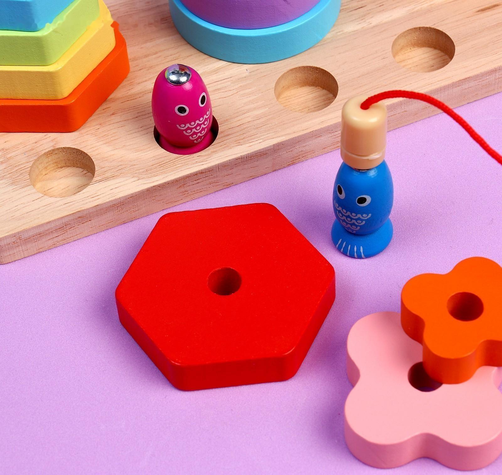 Развивающий набор «Пирамидки + рыбалка» 22 × 12,5 × 9,5 см