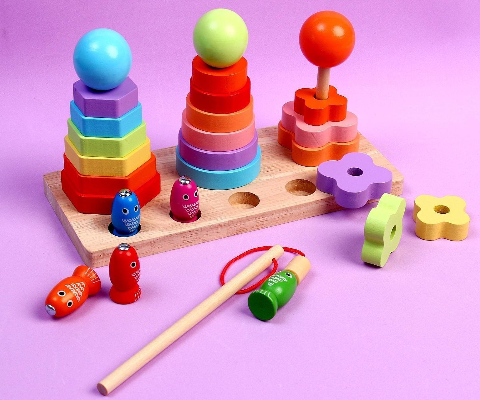 Развивающий набор «Пирамидки + рыбалка» 22 × 12,5 × 9,5 см