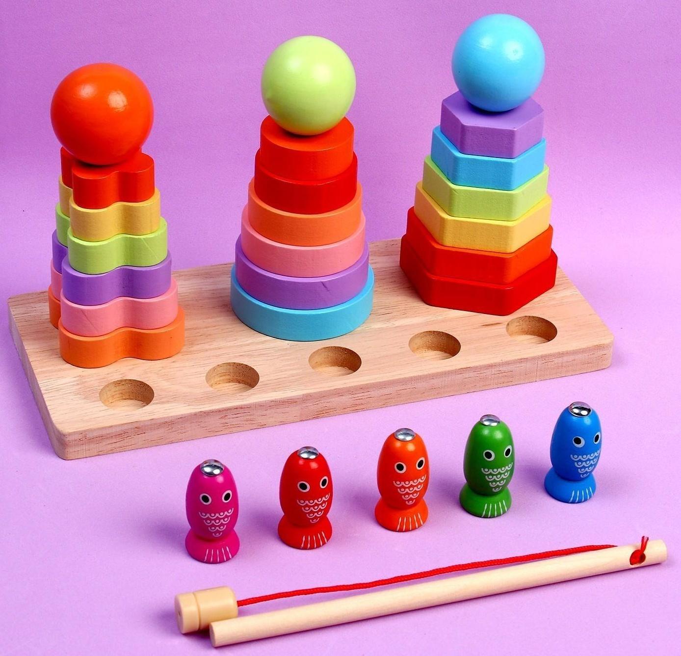 Развивающий набор «Пирамидки + рыбалка» 22 × 12,5 × 9,5 см