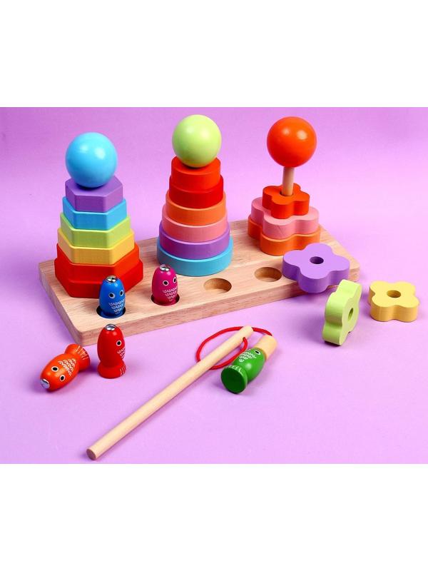 Развивающий набор «Пирамидки + рыбалка» 22 × 12,5 × 9,5 см