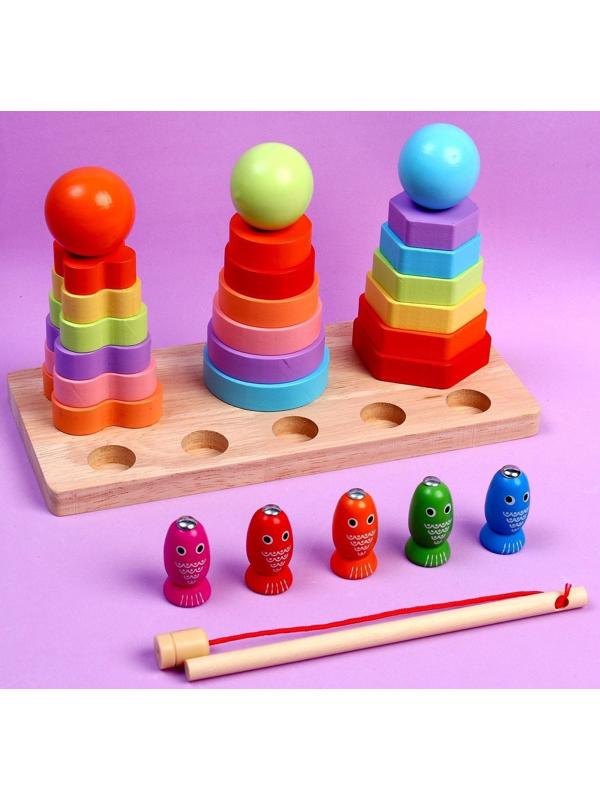 Развивающий набор «Пирамидки + рыбалка» 22 × 12,5 × 9,5 см