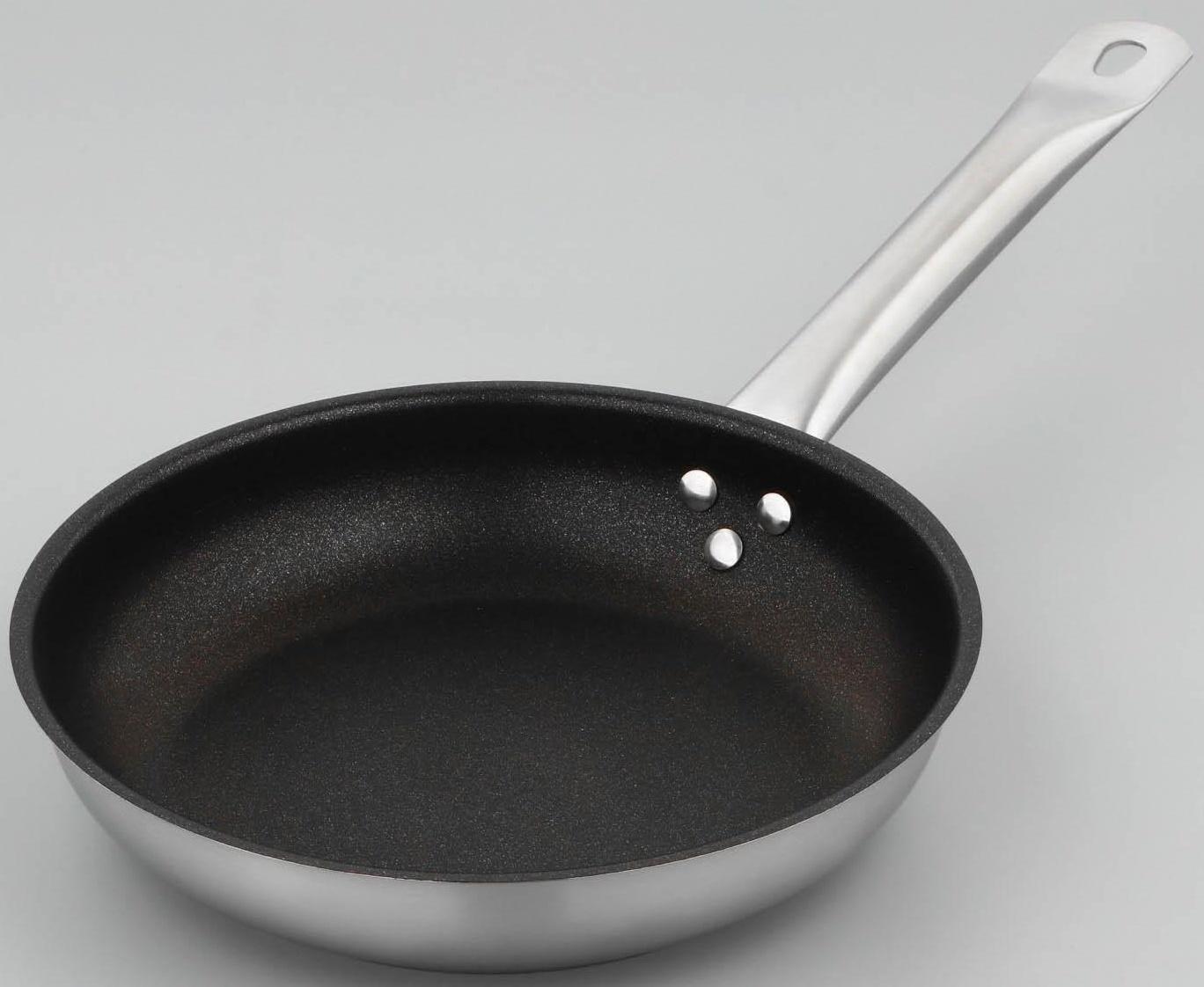 Сковорода из нержавеющей стали LUXSTAHL, d=24 см, h=5 см, тройное дно, антипригарное покрытие, индукция