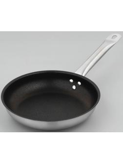 Сковорода из нержавеющей стали LUXSTAHL, d=24 см, h=5 см, тройное дно, антипригарное покрытие, индукция