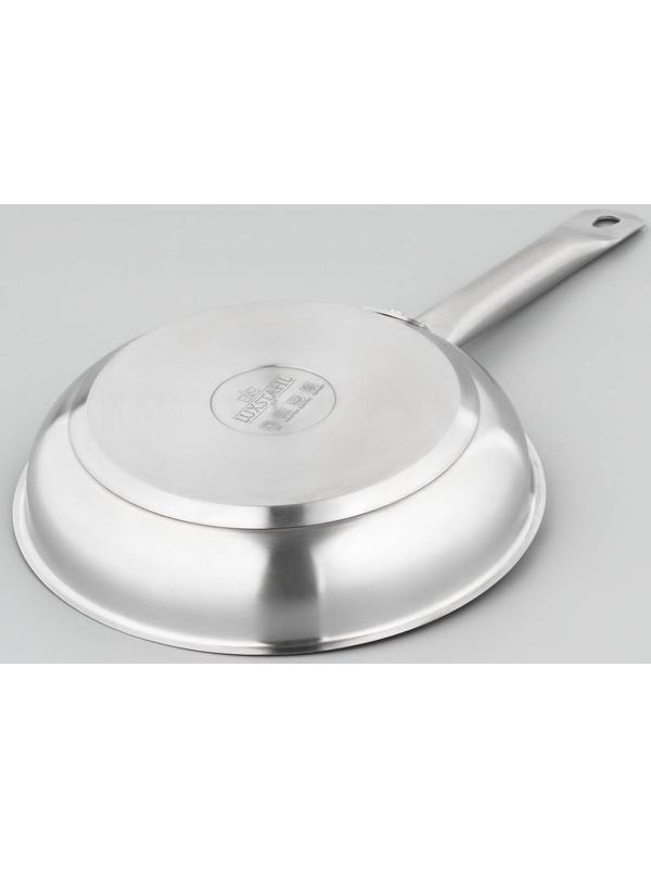 Сковорода из нержавеющей стали LUXSTAHL, d=24 см, h=5 см, тройное дно, антипригарное покрытие, индукция