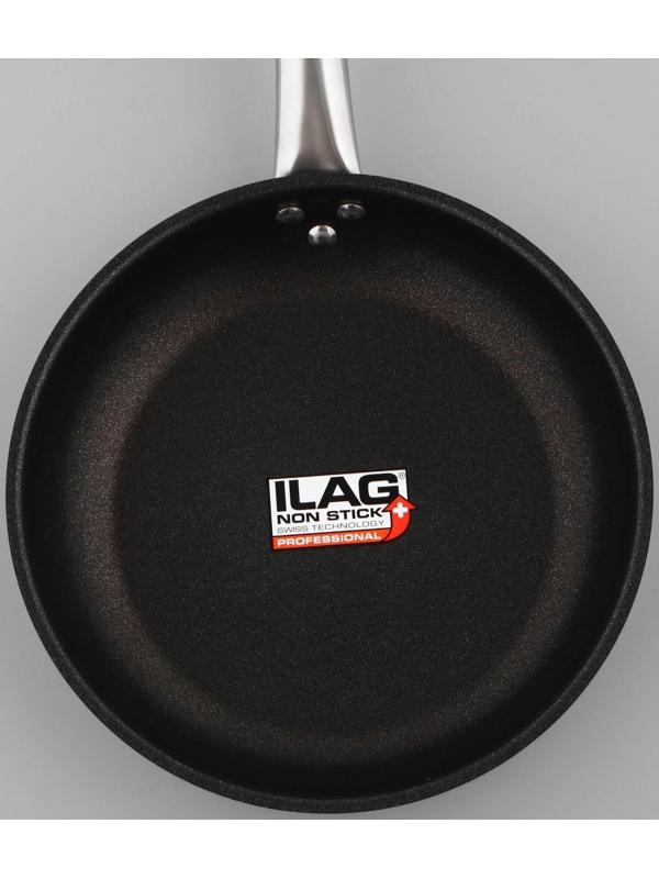 Сковорода из нержавеющей стали LUXSTAHL, d=24 см, h=5 см, тройное дно, антипригарное покрытие, индукция