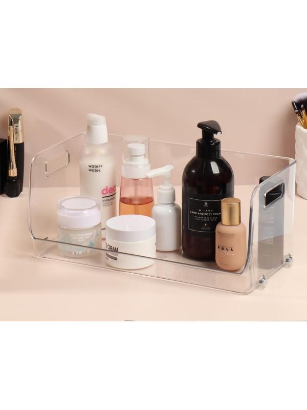 Органайзер для хранения, с ручками, 1 секция, в картонной коробке, 30 × 14 × 13 см, цвет прозрачный