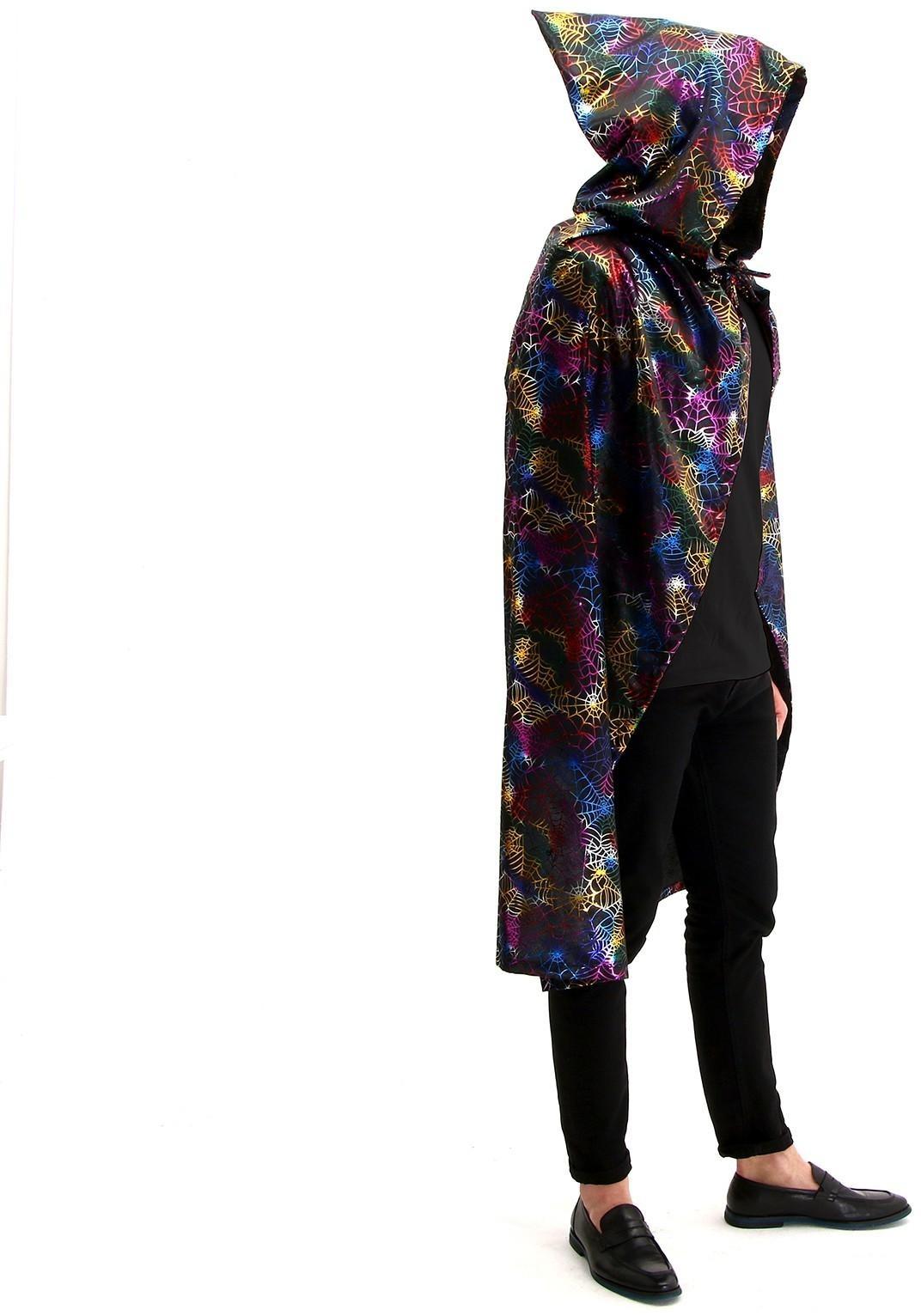 Карнавальный плащ взрослый, атлас, цветная паутина, длина 120 см