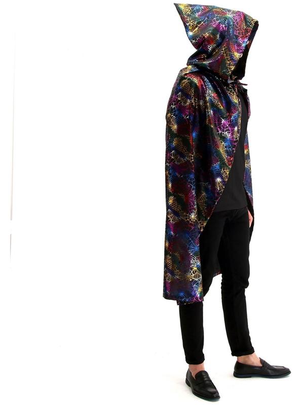 Карнавальный плащ взрослый, атлас, цветная паутина, длина 120 см