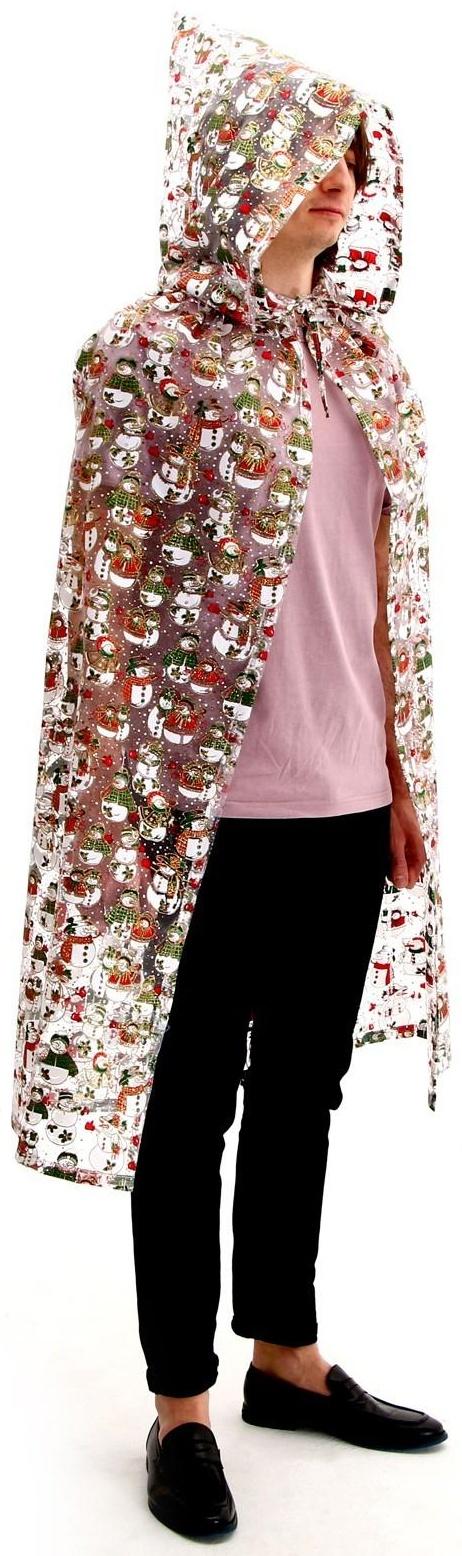 Карнавальный плащ детский «Снеговики», органза, длина 85 см