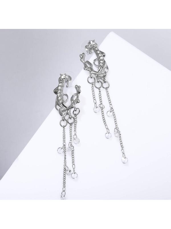 Серьги висячие со стразами 