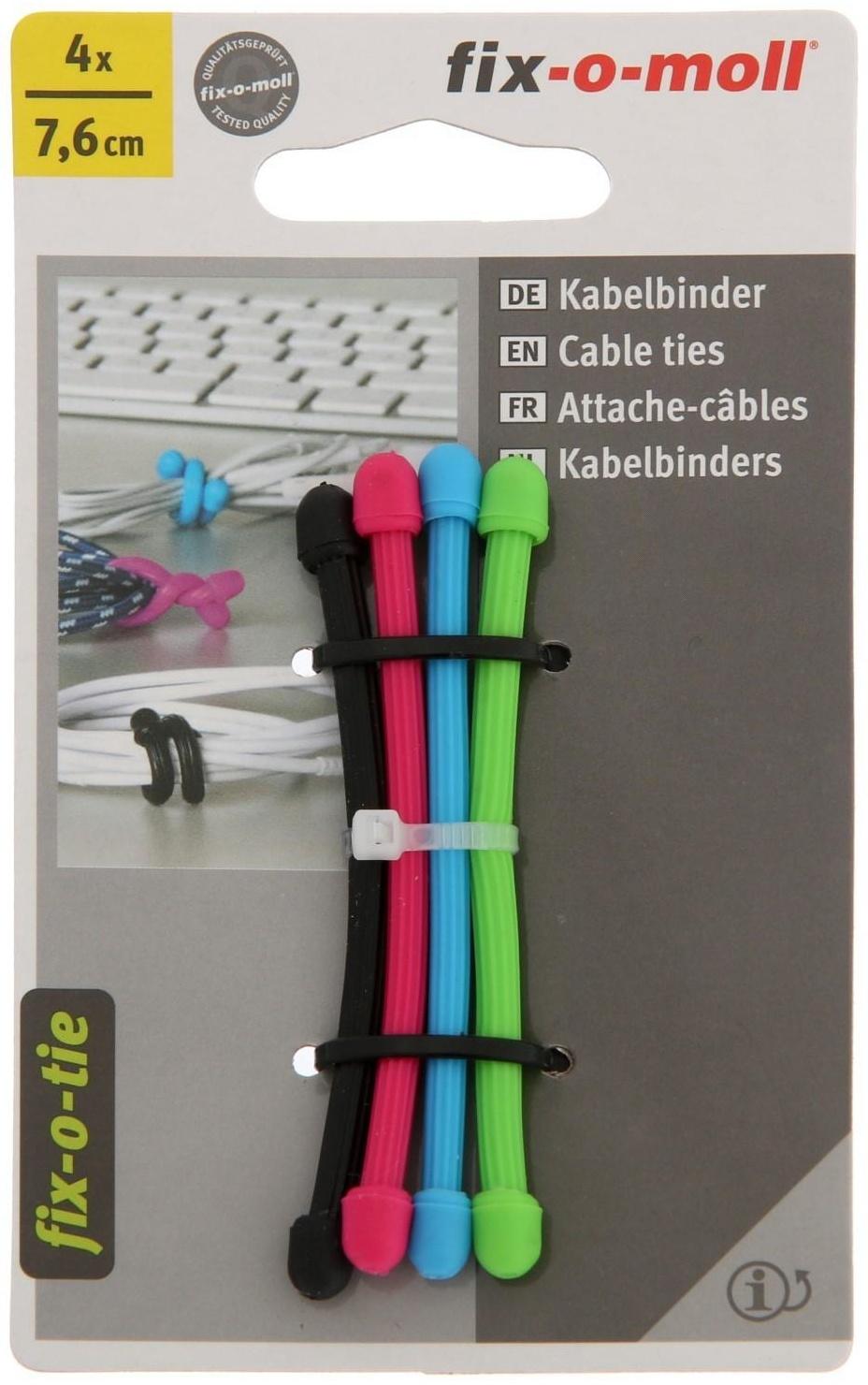Cтяжка для кабеля, fix-o-moll 7,6 см 4-цветная цветной 4 шт