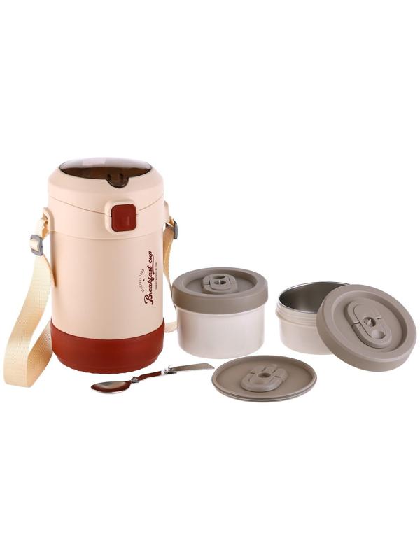 Термос для еды, 1.6 л, 2 контейнера, сохраняет тепло до 24 ч, 23 х 15 см