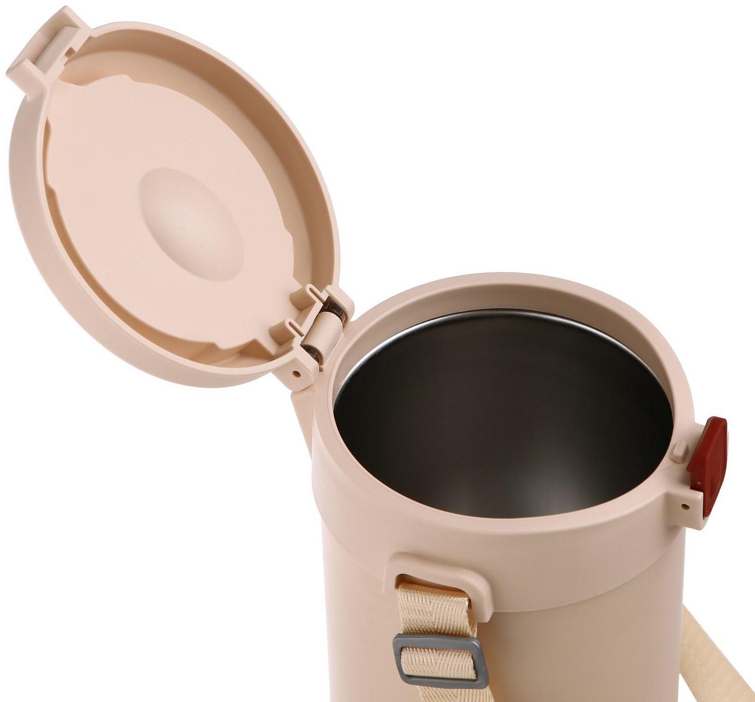 Термос для еды, 1.2 л, 3 контейнера, складная ложка, сохраняет тепло до 24 ч, 27 х 15 см