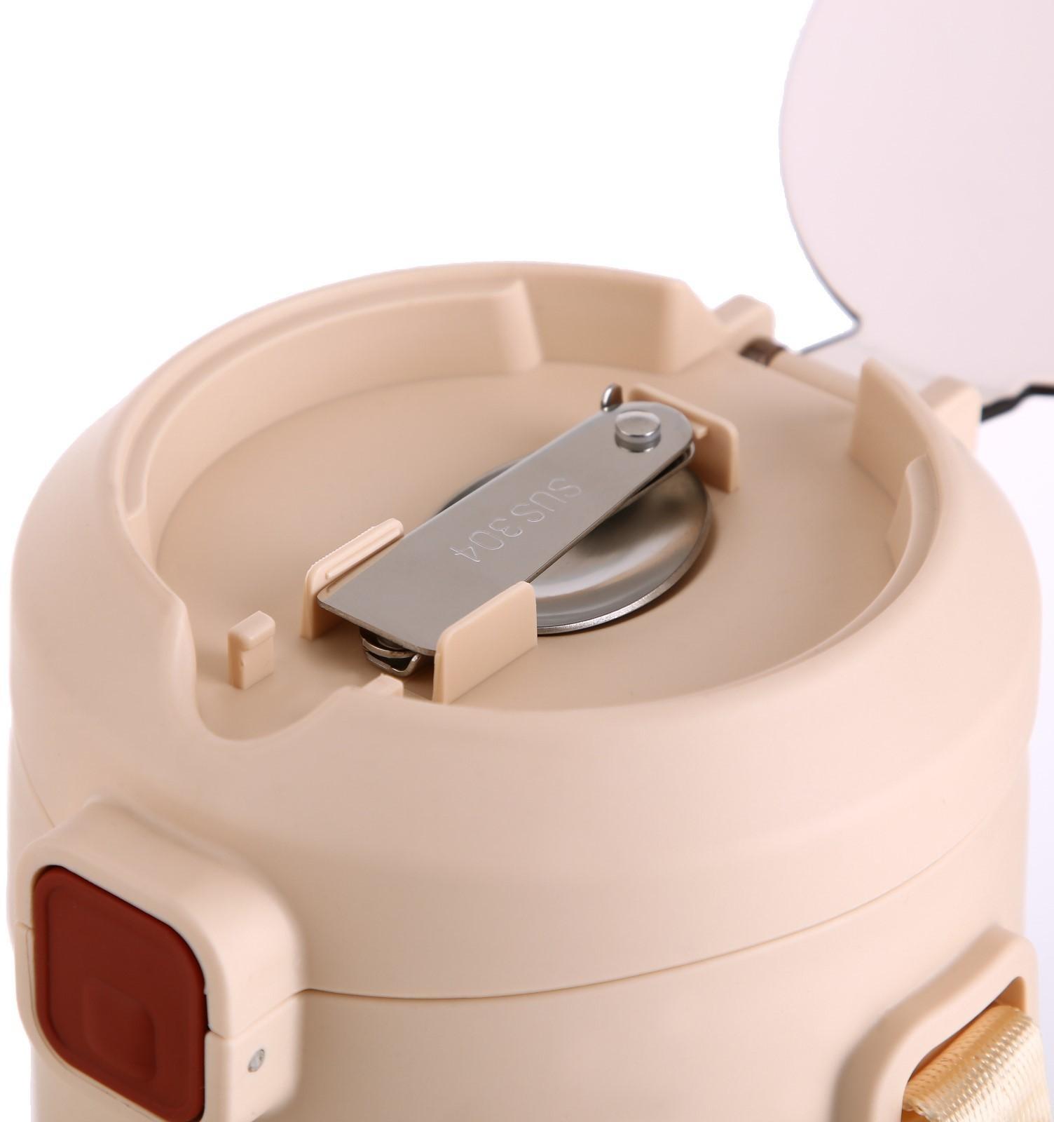 Термос для еды, 1.2 л, 3 контейнера, складная ложка, сохраняет тепло до 24 ч, 27 х 15 см