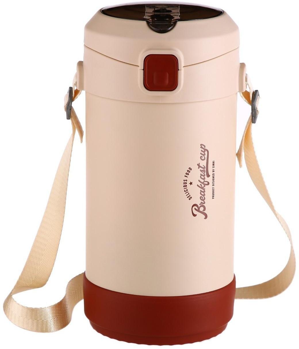 Термос для еды, 1.2 л, 3 контейнера, складная ложка, сохраняет тепло до 24 ч, 27 х 15 см