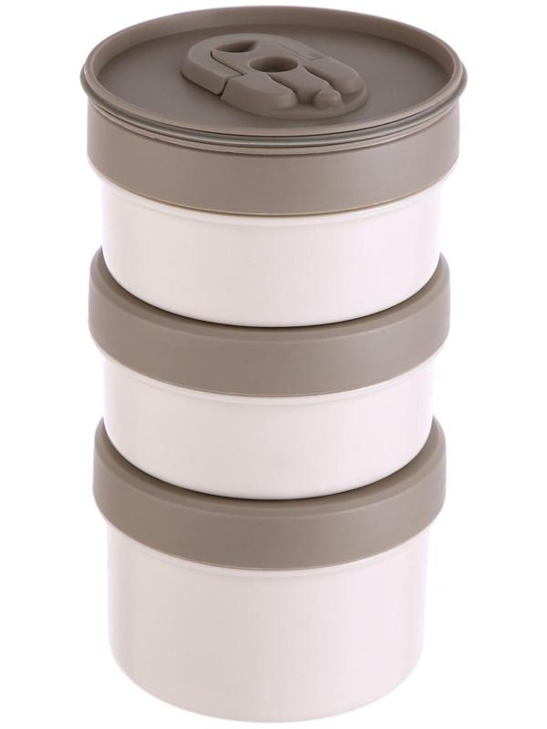 Термос для еды, 1.2 л, 3 контейнера, складная ложка, сохраняет тепло до 24 ч, 27 х 15 см