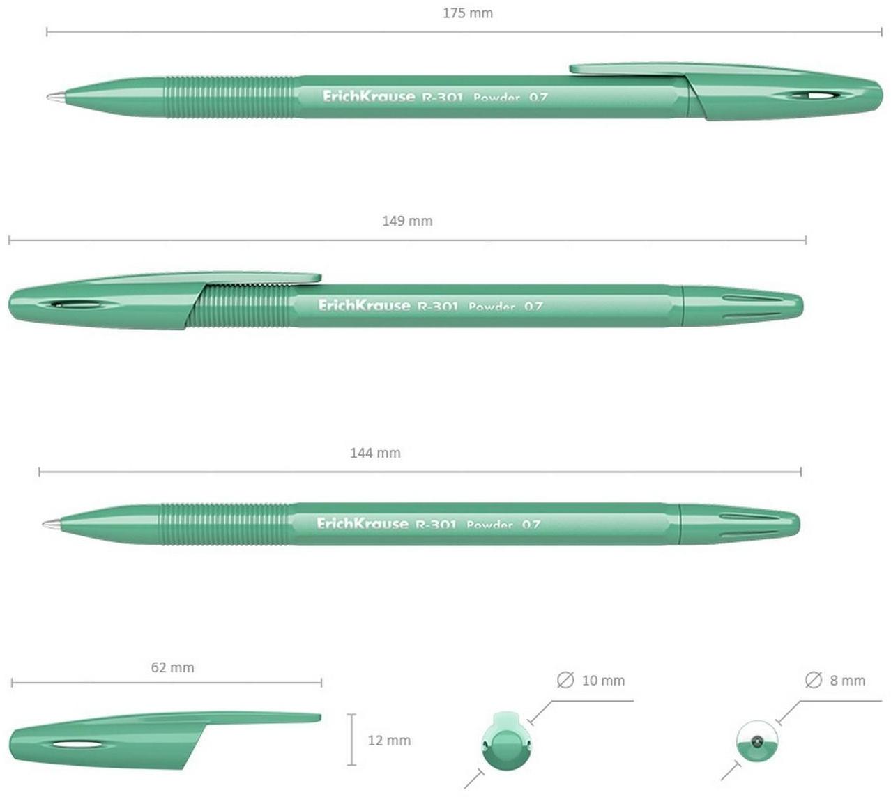 Ручка шариковая ErichKrause R-301 Powder Stick, узел 0.7 мм, цвет чернил синий, корпус пастель МИКС