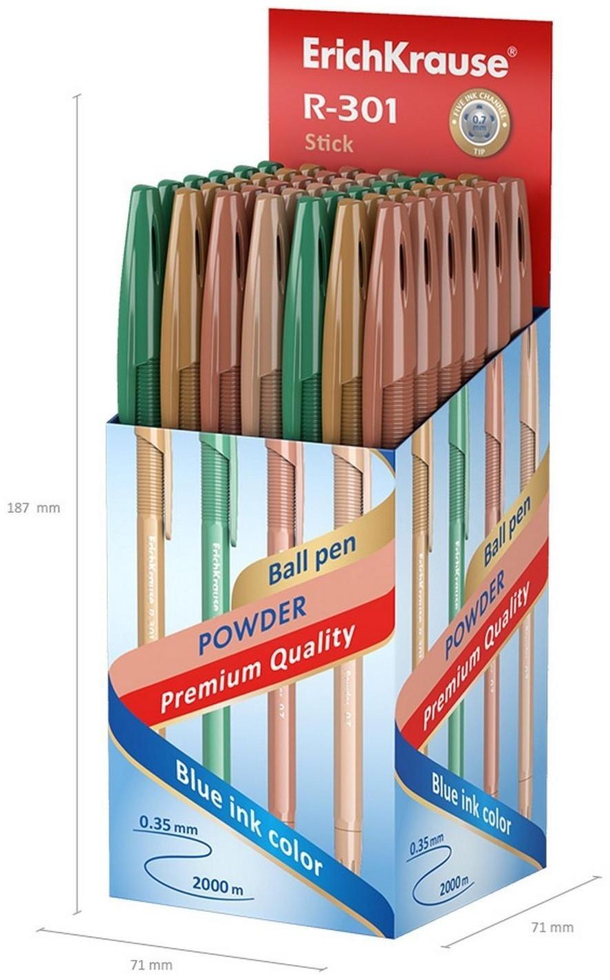 Ручка шариковая ErichKrause R-301 Powder Stick, узел 0.7 мм, цвет чернил синий, корпус пастель МИКС