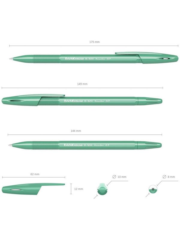 Ручка шариковая ErichKrause R-301 Powder Stick, узел 0.7 мм, цвет чернил синий, корпус пастель МИКС