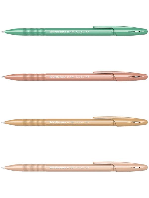 Ручка шариковая ErichKrause R-301 Powder Stick, узел 0.7 мм, цвет чернил синий, корпус пастель МИКС
