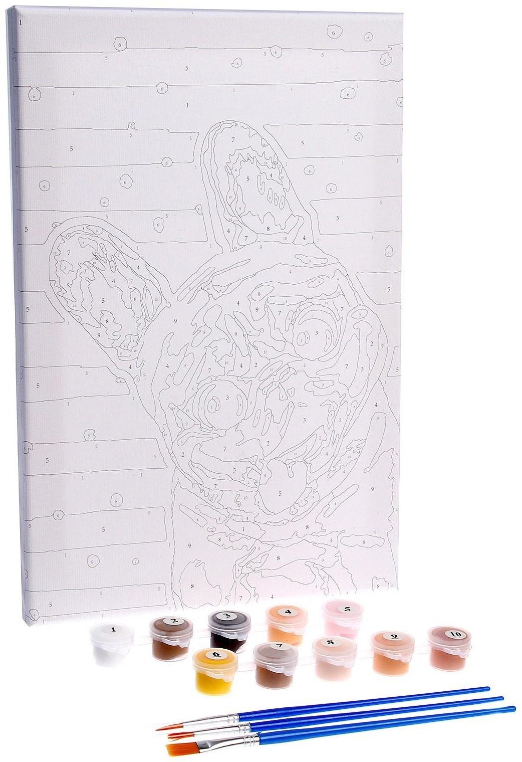 Картина по номерам на холсте с подрамником «Мопс», 20х30 см