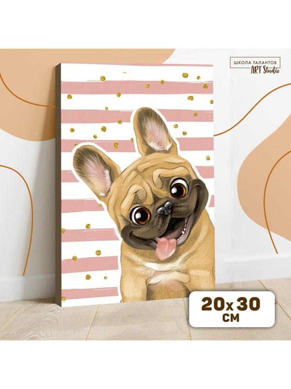 Картина по номерам на холсте с подрамником «Мопс», 20х30 см