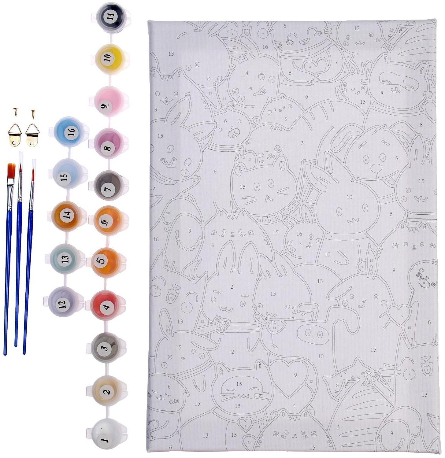 Картина по номерам на холсте с подрамником «Мультяшный паттерн», 20х30 см