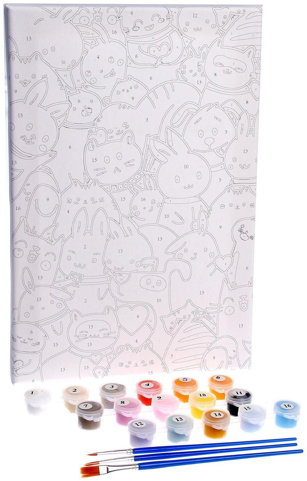 Картина по номерам на холсте с подрамником «Мультяшный паттерн», 20х30 см