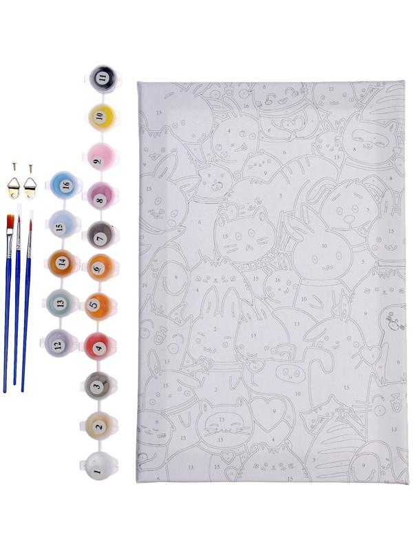 Картина по номерам на холсте с подрамником «Мультяшный паттерн», 20х30 см