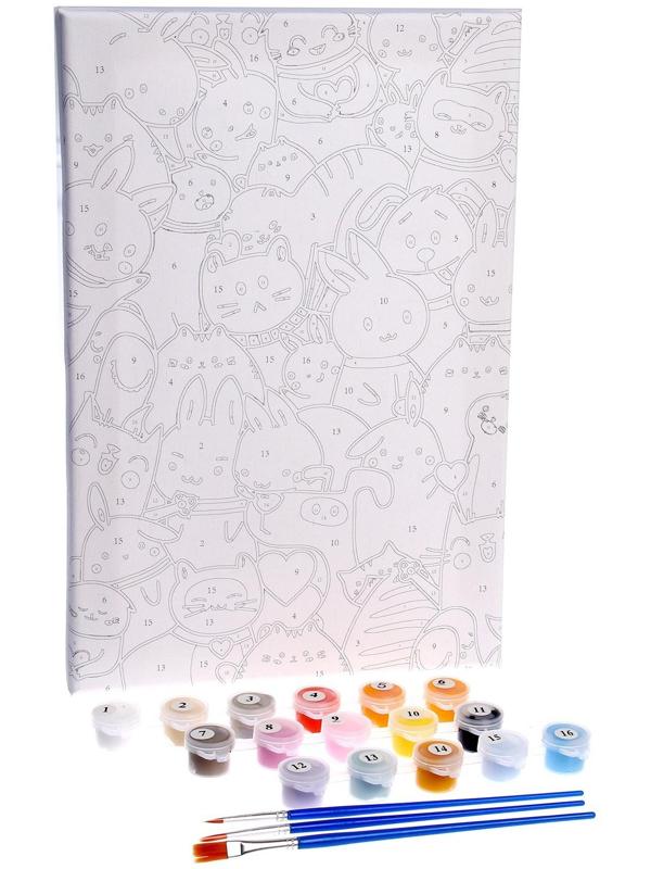 Картина по номерам на холсте с подрамником «Мультяшный паттерн», 20х30 см