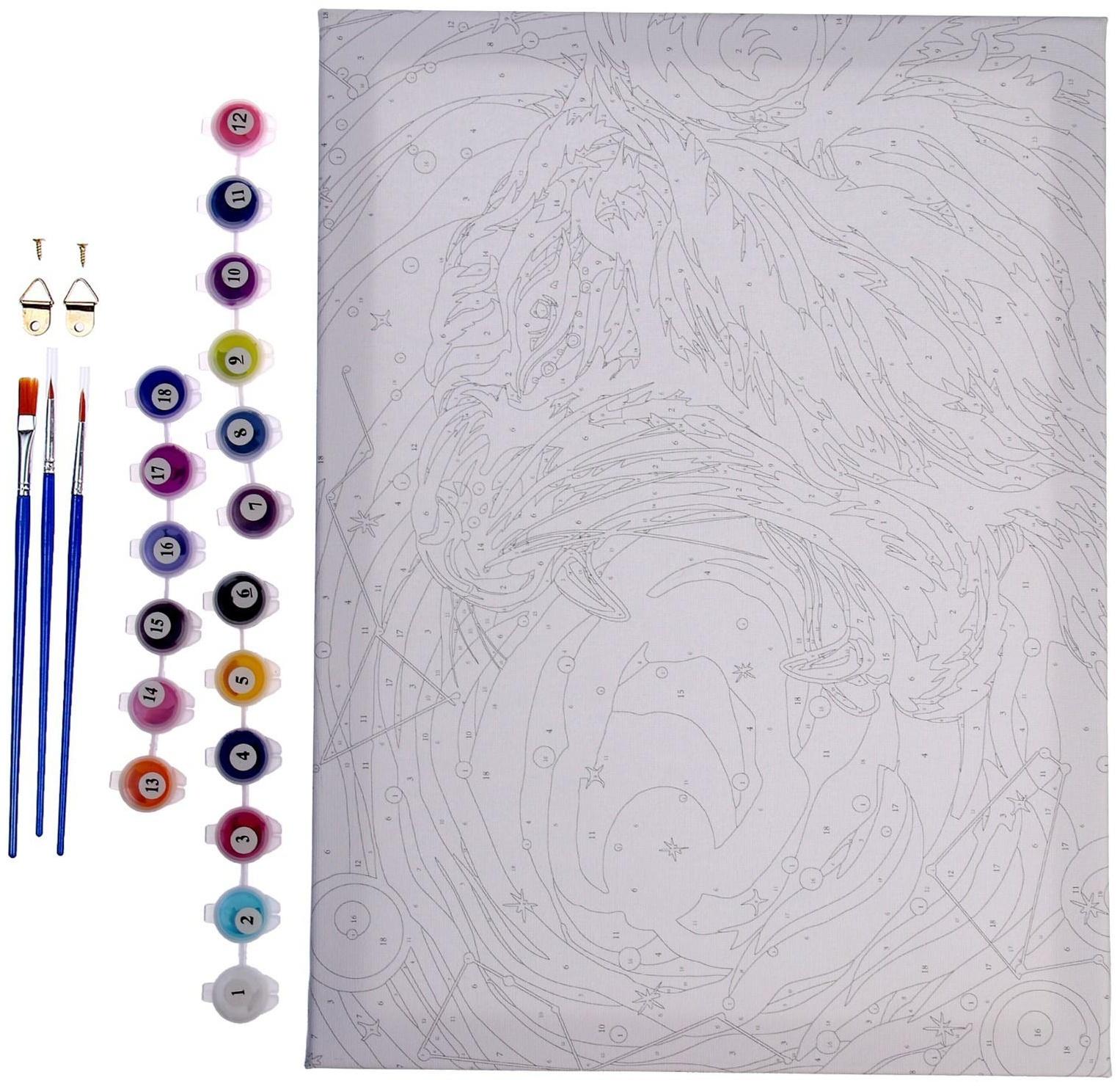 Картина по номерам на холсте с подрамником «Космический тигр», 30х40 см