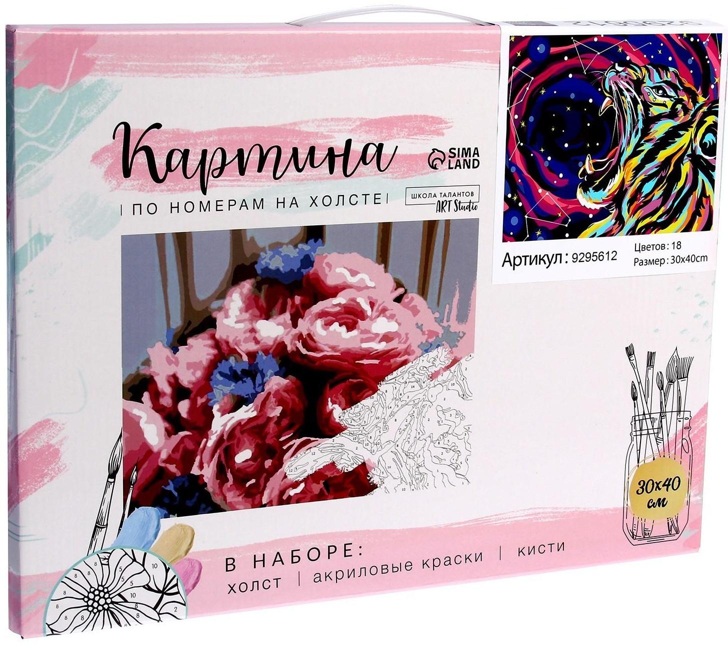 Картина по номерам на холсте с подрамником «Космический тигр», 30х40 см