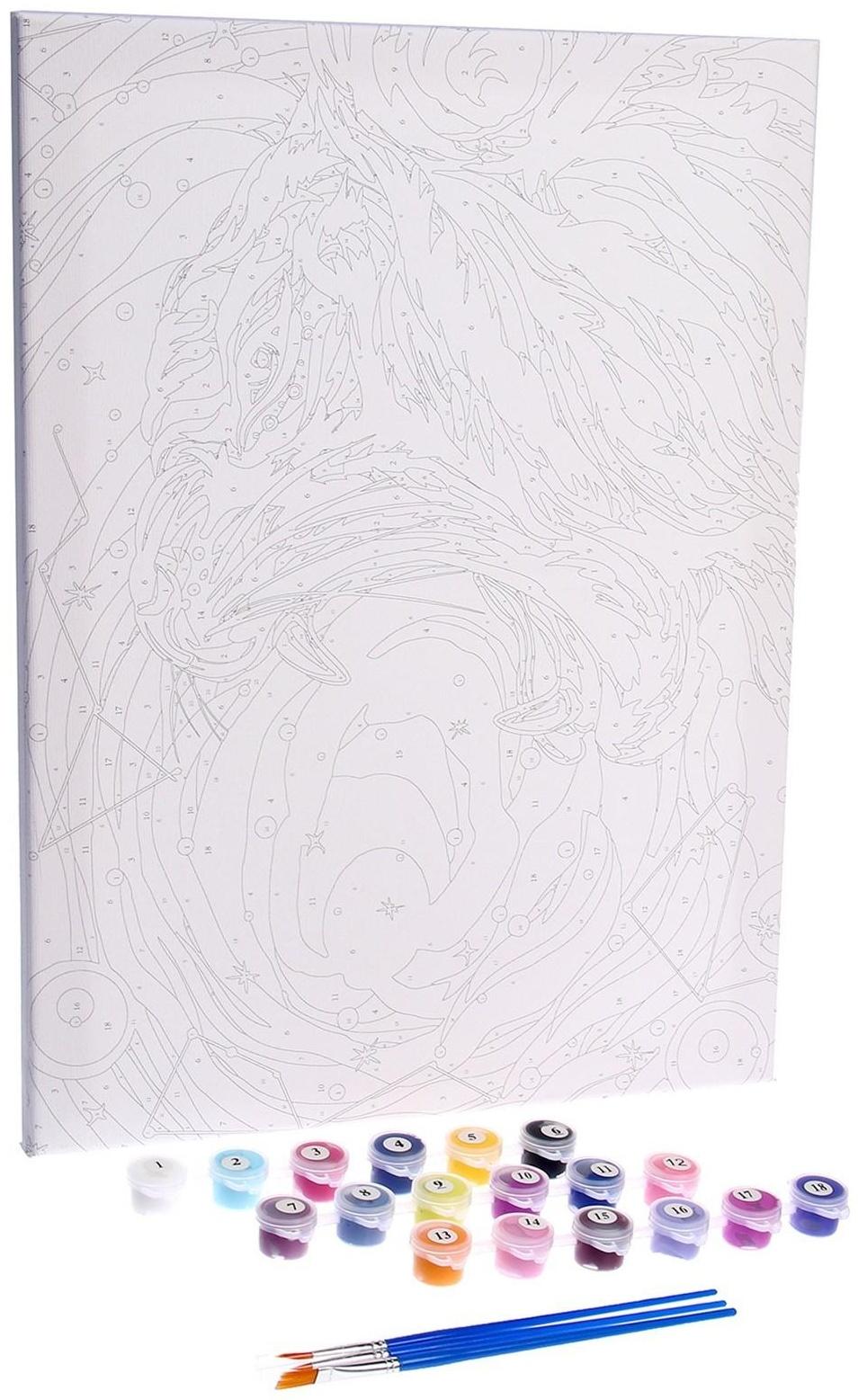 Картина по номерам на холсте с подрамником «Космический тигр», 30х40 см