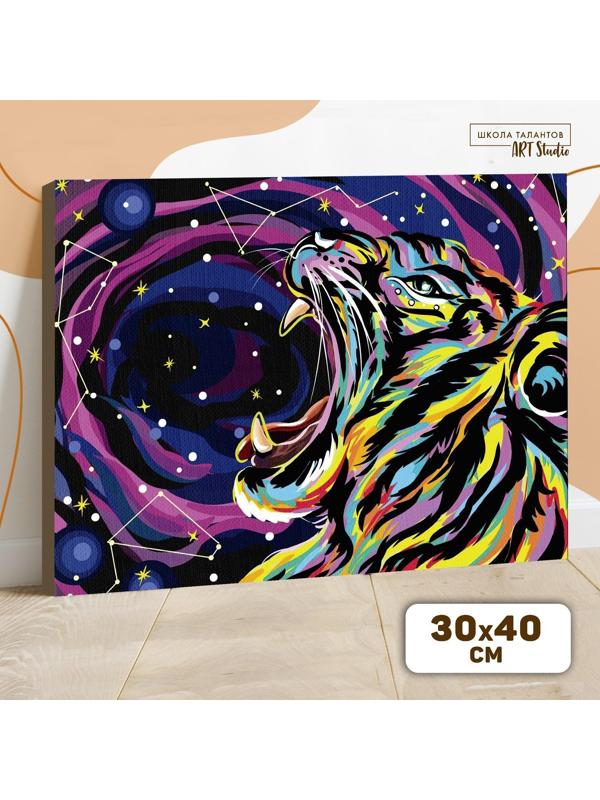 Картина по номерам на холсте с подрамником «Космический тигр», 30х40 см